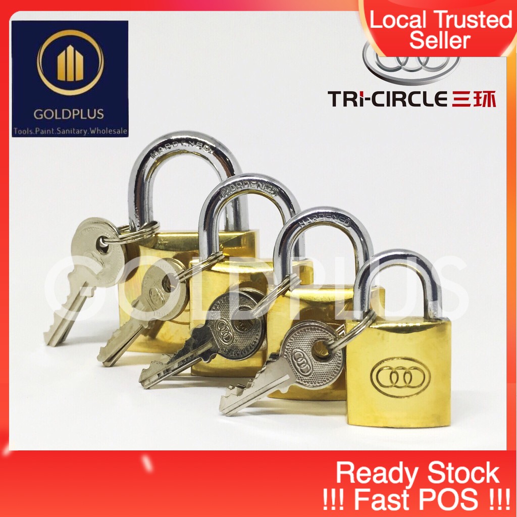 Ready Stock Tri Circle Brass Padlock Kunci Mangga 20mm 50mm Shopee Malaysia