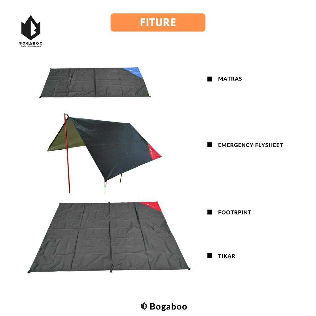 TENDA BOGABOO footprint 3 x 4 ultralight waterproof 4 IN 1 - ultralight flysheet - ultralight mat - ultralight mat - dome tent mat