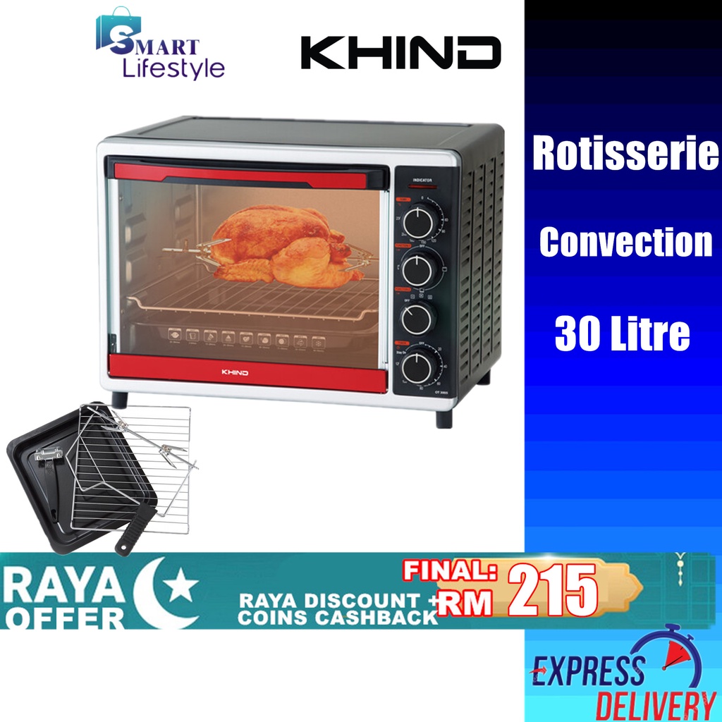 Khind Electric Oven With Convection , Bake , Rotisserie Function (30L) OT3005