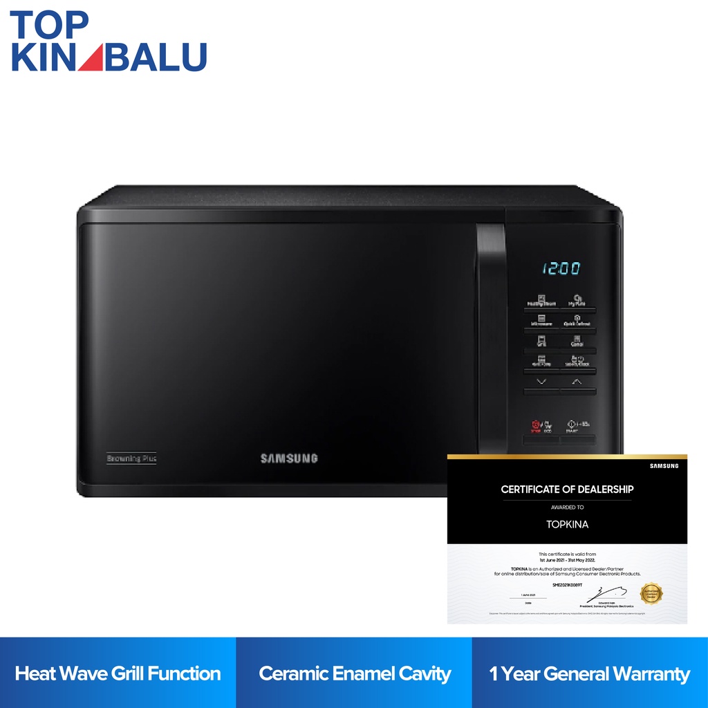 SAMSUNG 23L GRILL MICROWAVE OVEN WITH HEALTHY STEAM MG23K3513GK/SM