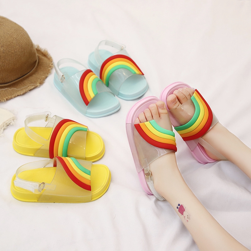 children's rainbow flip flops