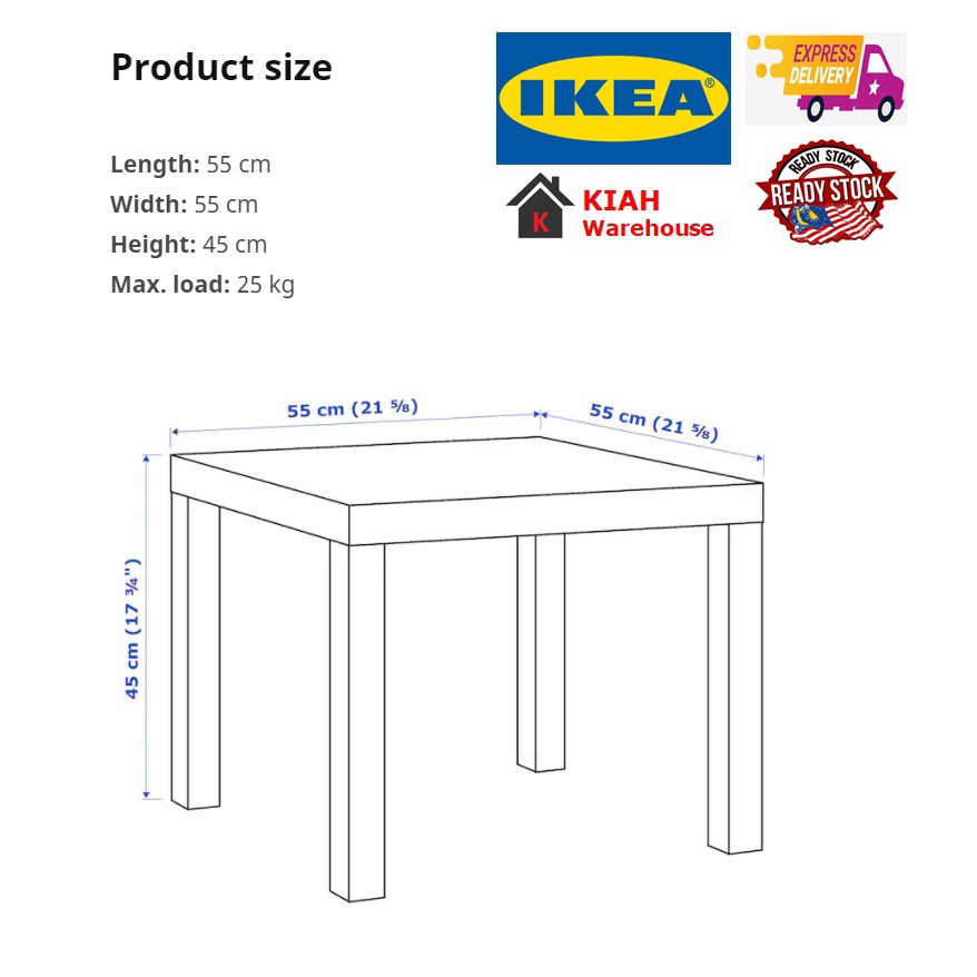 Side Table Meja Tepi Bedside Ikea, Lack Ikea Table Dimensions