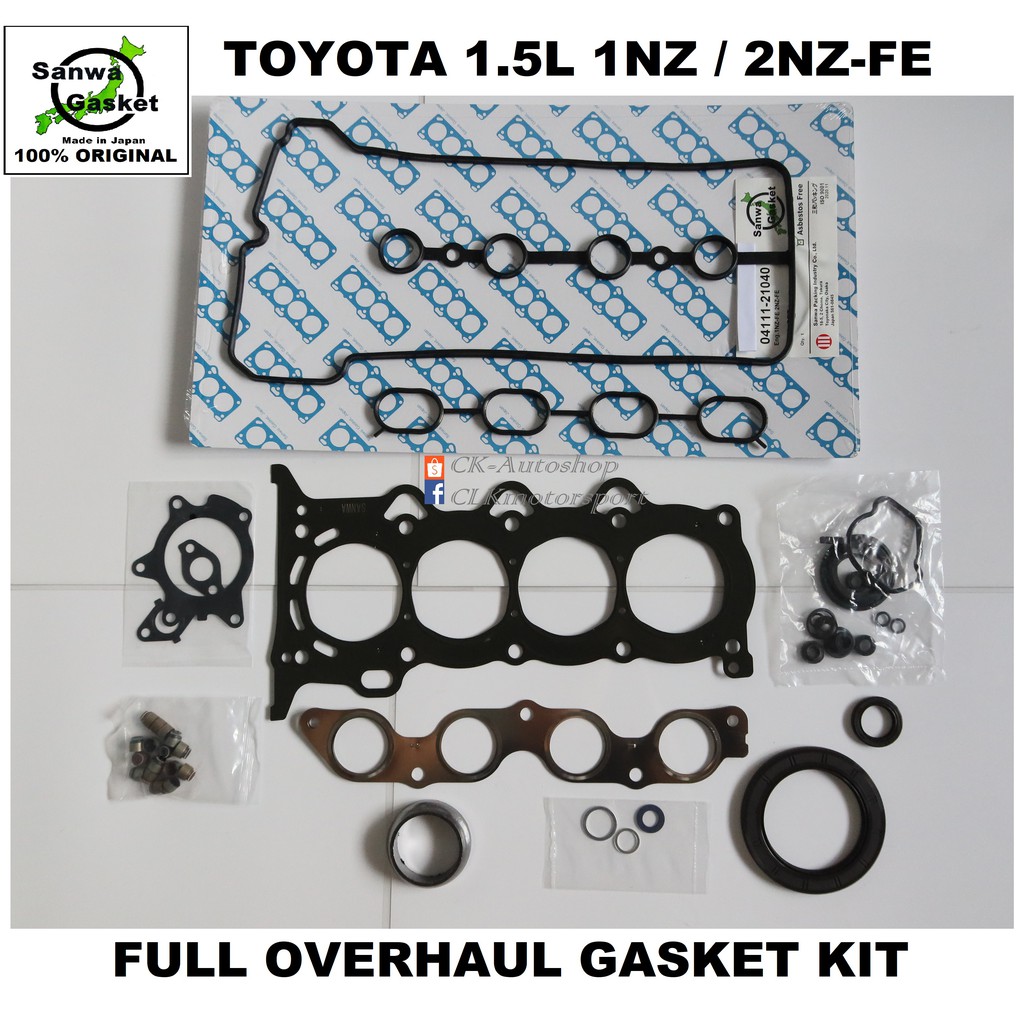 SANWA Japan Full Overhaul Gasket Kit OEM P/N 0411121040 for Toyota 1NZ