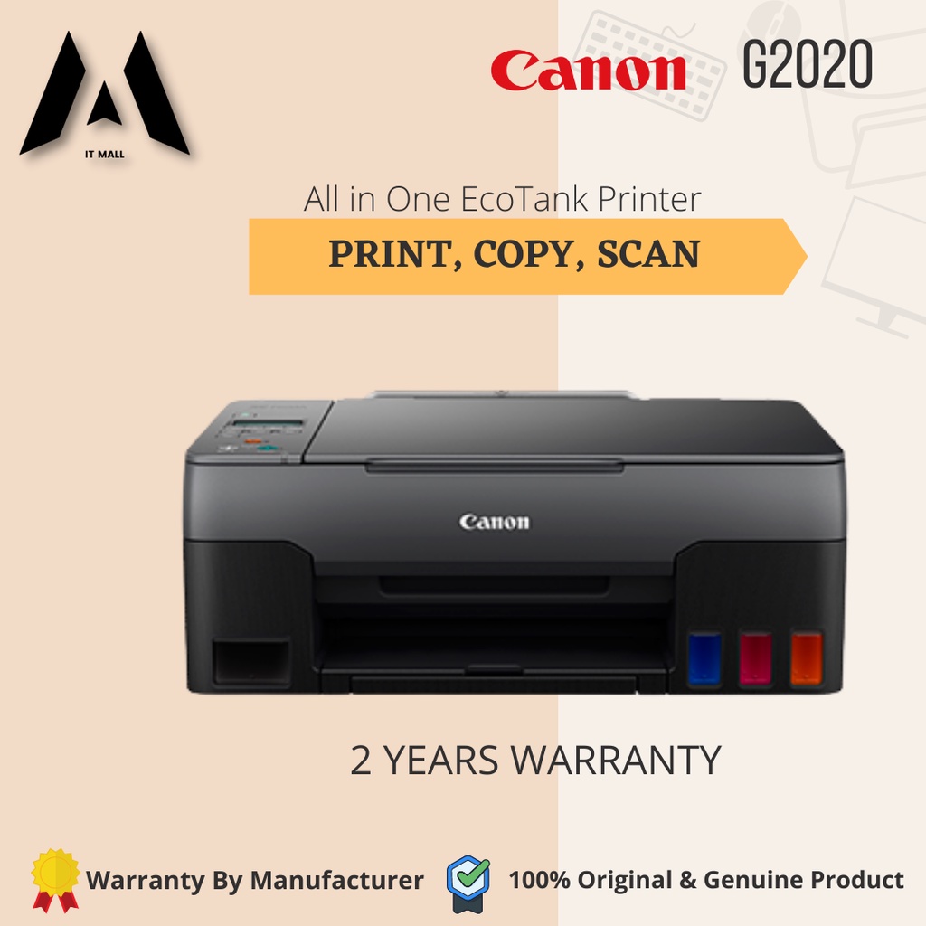 Canon Pixma G2020 3-In-1 Ink Tank Printer (PRINT, SCAN, COPY) | Shopee ...