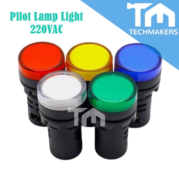 220~240VAC 22mm LED Signal Indicator Pilot Lamp Light Red Yellow Green Blue White 240 240V 220 220V 22 AC TechMakers