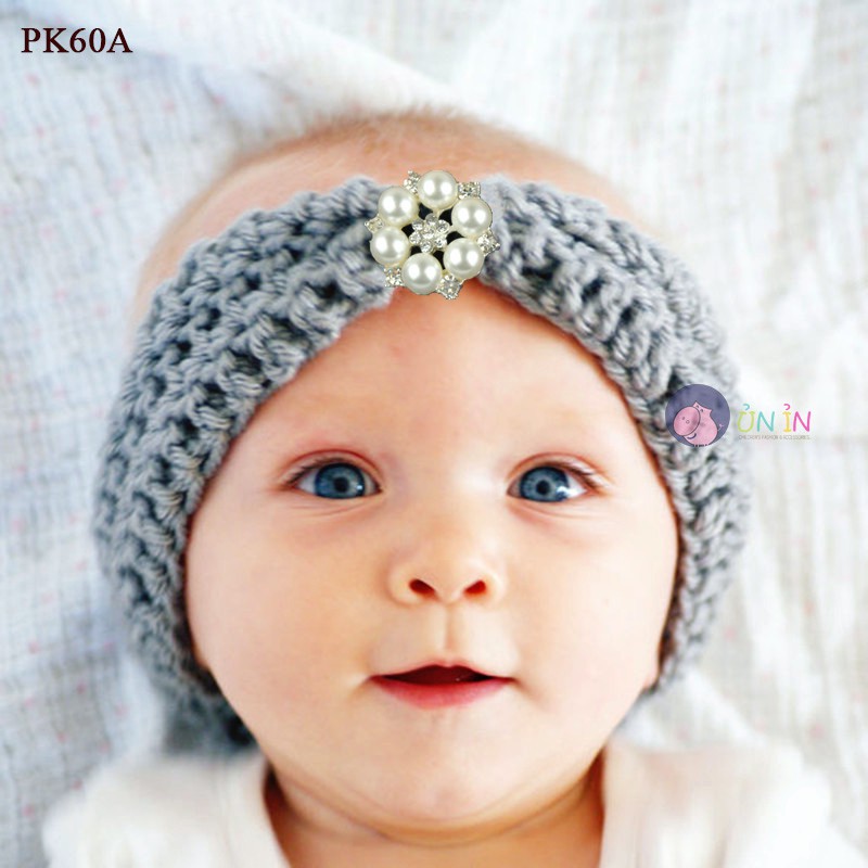 PK60 - Little girl turban headband with beautiful pearl beads