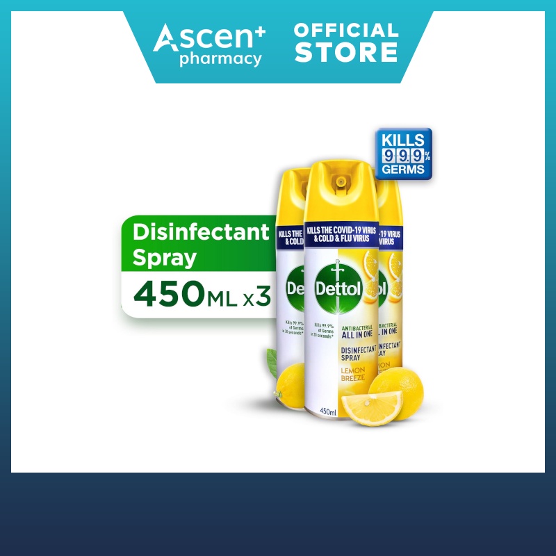 DETTOL Disinfectant Spray Lemon Breeze [450ml x3] Bundle Shopee Malaysia