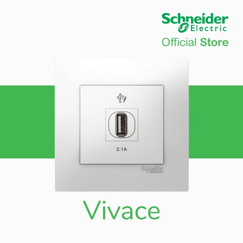 Schneider Electric Vivace 1 Gang 2.1A USB Wall Charger White