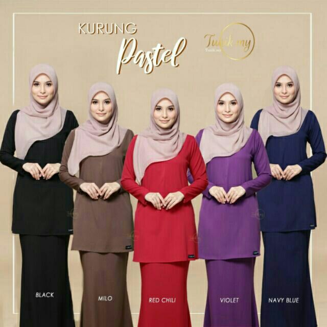 Kurung Pastel Size Xs 3xl Warna Hitam Biru Ungu Merah Coklat Size