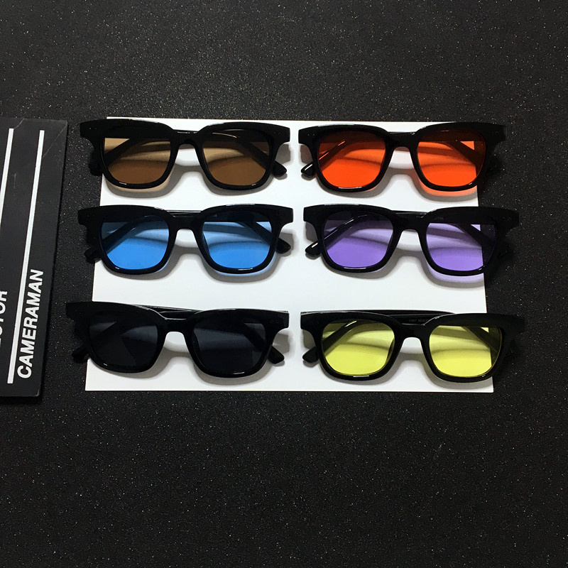 Korean Trendy UV400 Sunglasses Geometric Square Frame Colorful Ocean Film Men and Women Couple Glasses Accessories