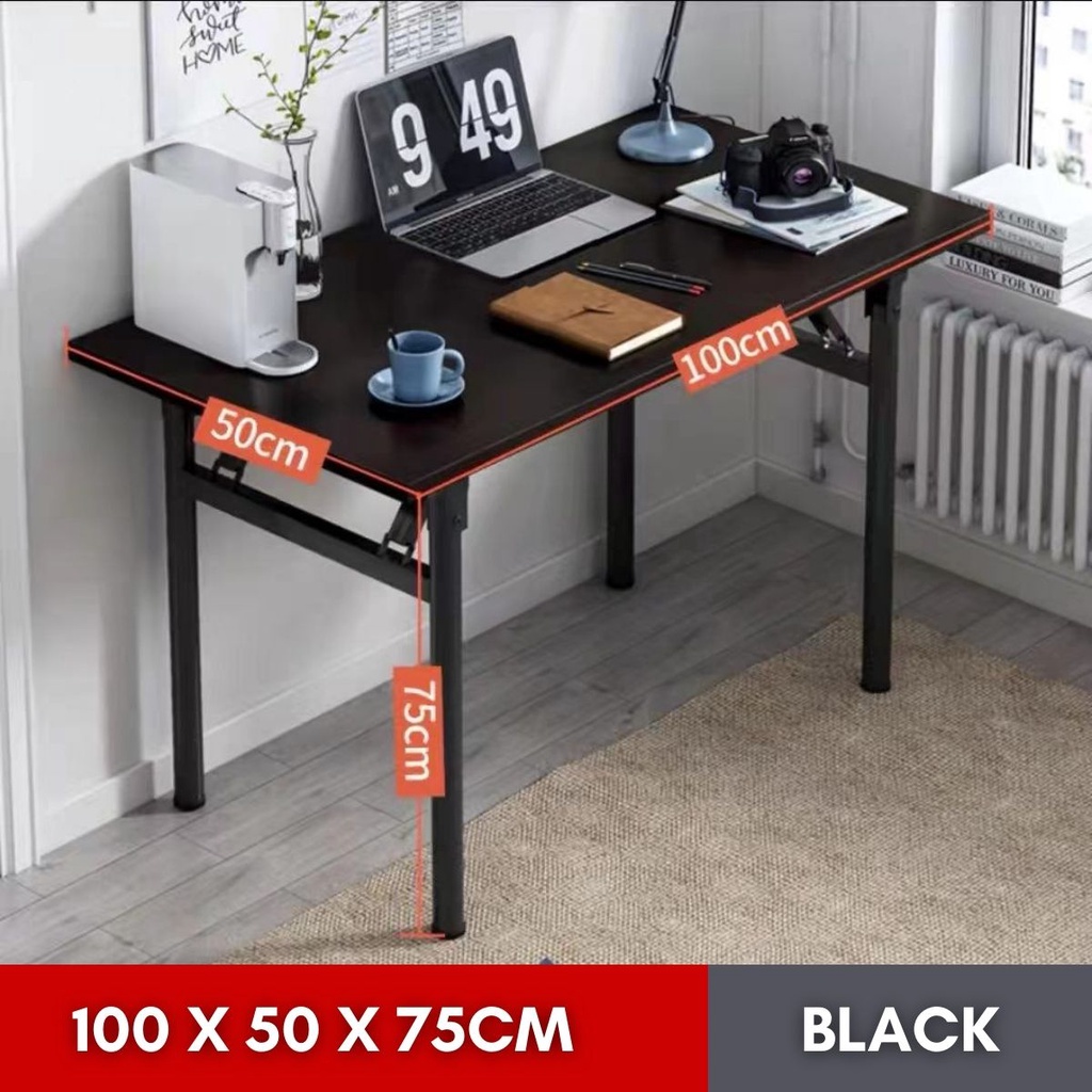 80 / 100 / 120cm Cylindrical Leg Folding Table Foldable Banquet Table Study Meja Lipat ( Black / White / Walnut )