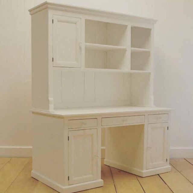 Study Desk Hutch Spray Painted Antique White Shopee Malaysia