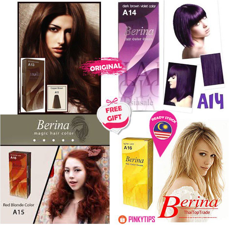 BRn8 Re! BERINA HAIR COLOR PERMANENT HAIR DYE CREAM | Shopee Malaysia
