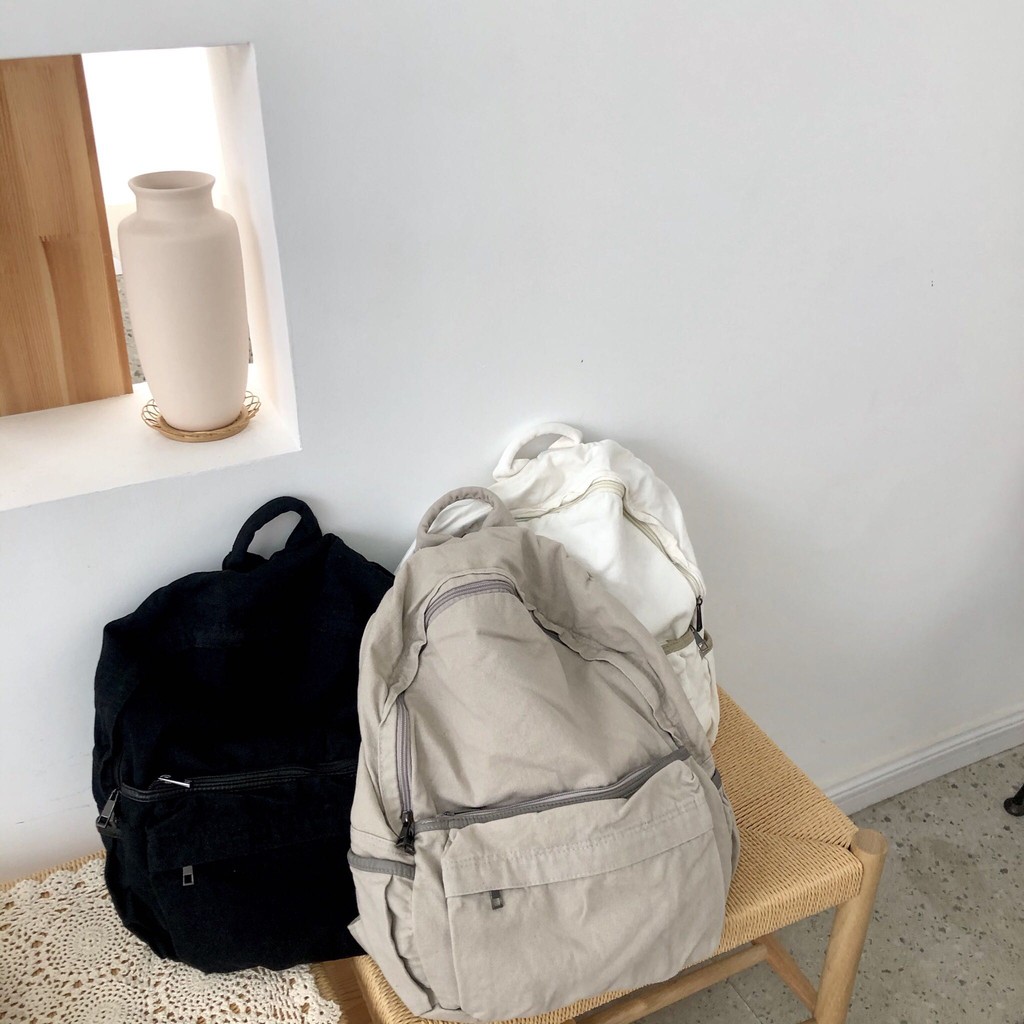 plain white backpack
