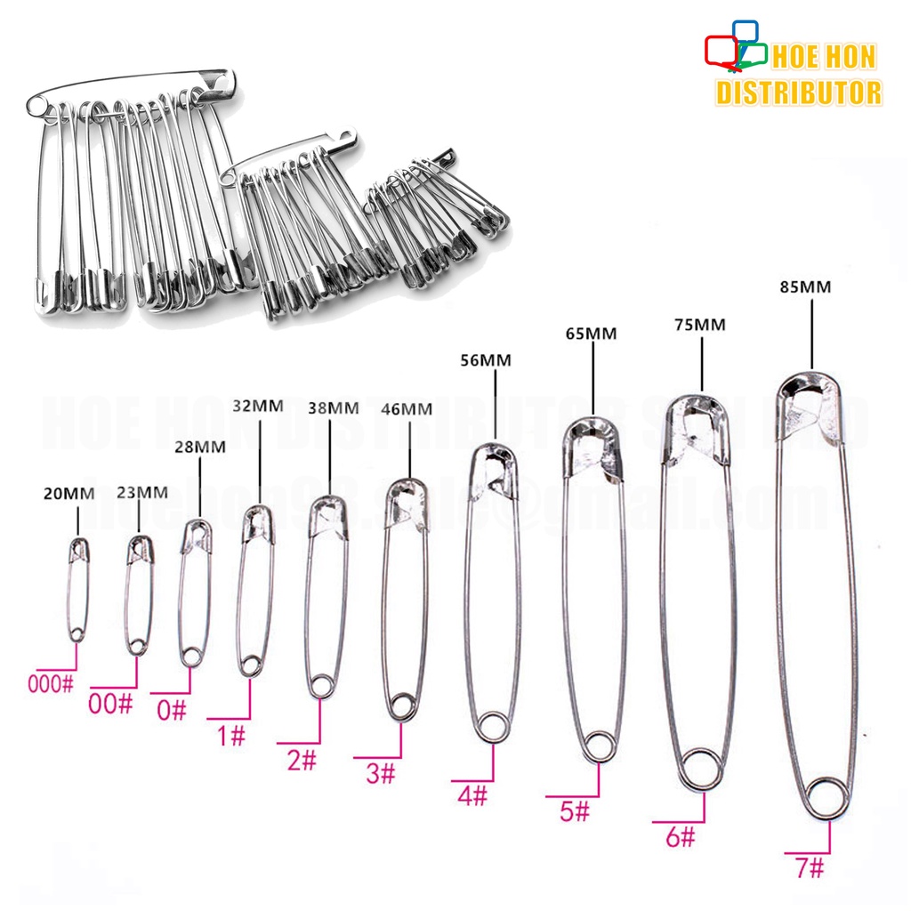 Multipurpose Safety Pins Size 000 1 2 3 4 5 / 18mm 22mm 28mm 32mm 38mm