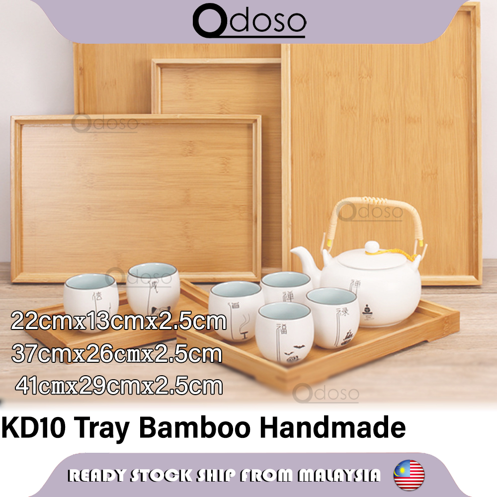 ODOSO KD10 Tray Rectangular Bamboo Handmade Serving Tray Home