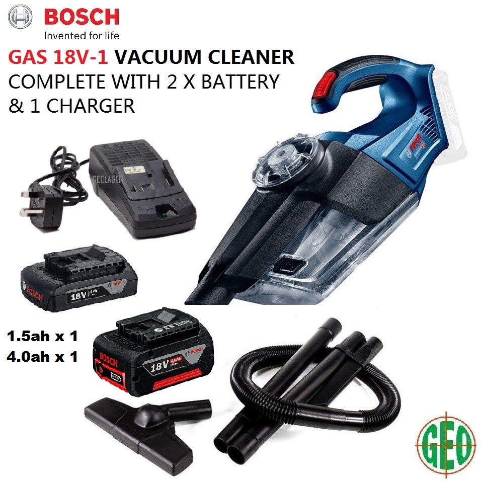 BOSCH GAS 18V1 CORDLESS VACUUM CLEANER C/W 2 BATTERY AND 1814CV