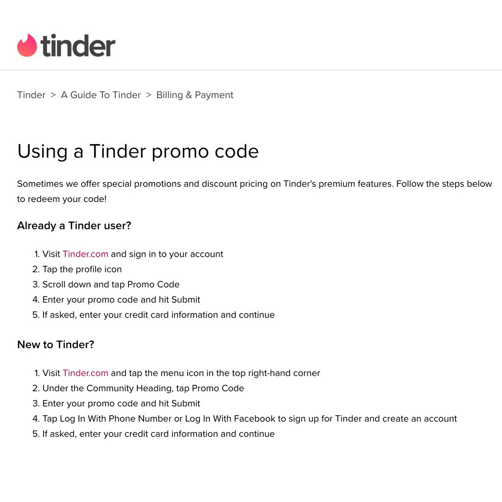 Code tinder discount Tinder free