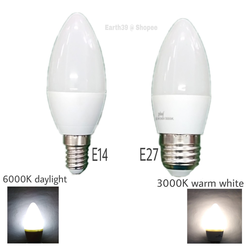 3W LED Candle Bulb E14 or E27; Daylight or Warm White; 1 piece | Shopee