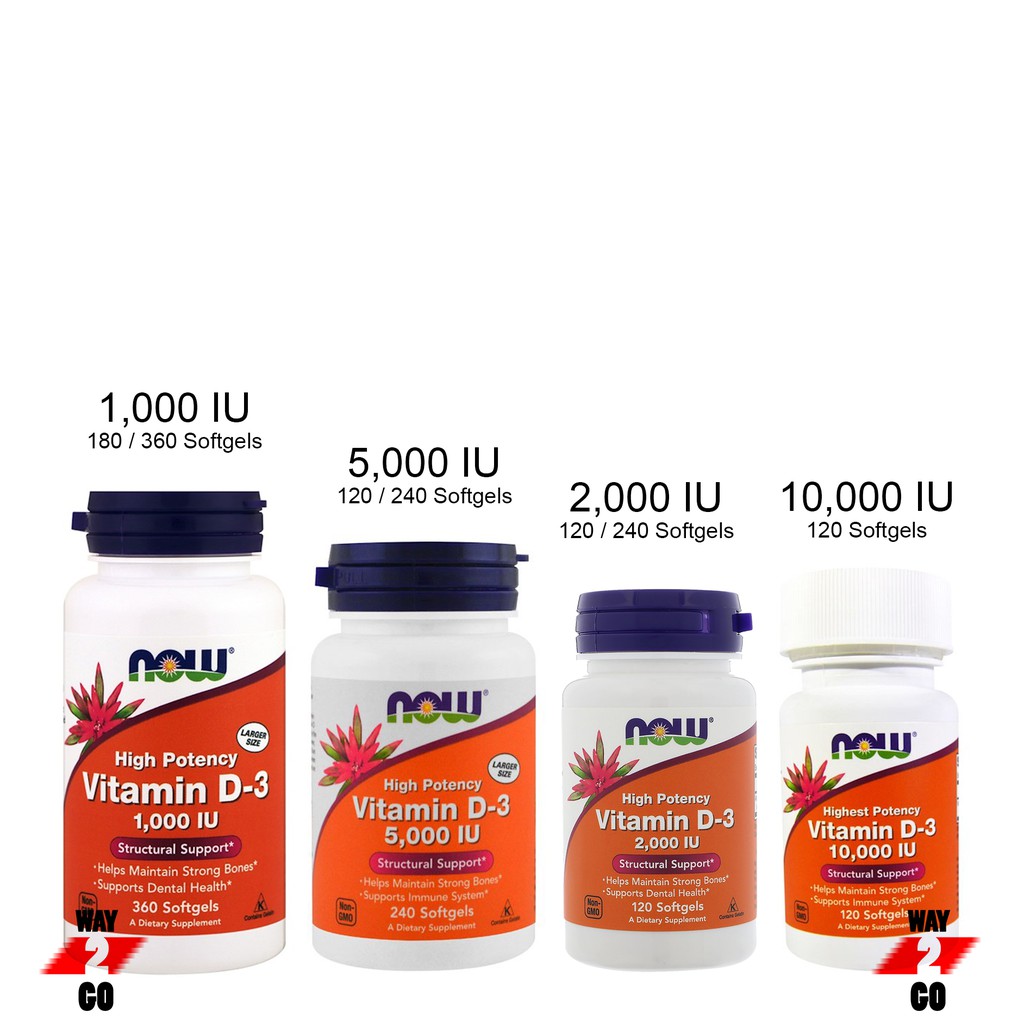 ✅✅Now Foods, Vitamin D-3 1000 / 5000 / 10000 IU 120 / 240 / 360 Softgels (Vitamin D3 / D 3 strong bones & immune system)