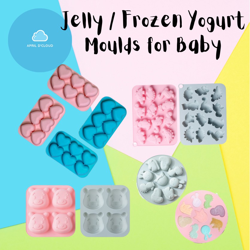 Baby Food Jelly & Frozen Yogurt Silicone Mould Donut Animal Heart Dinosaur Acuan Jeli Makanan Bayi Silikon Soap Sabun