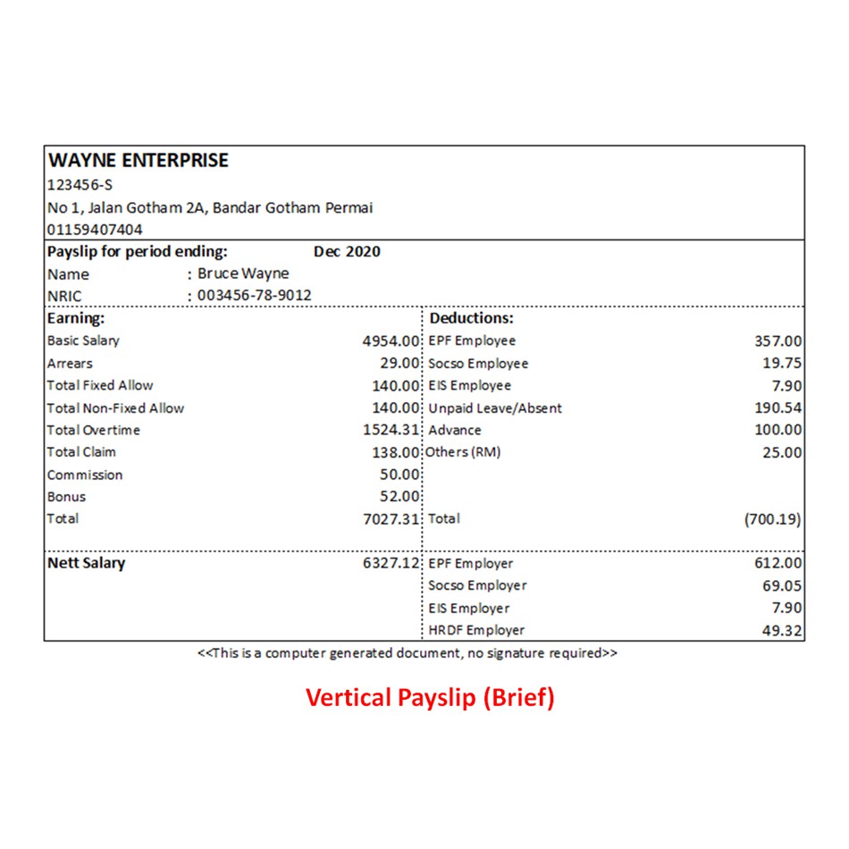 Payroll Template With Payslip Shopee Malaysia