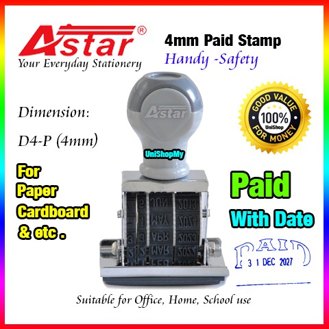 (-PAID-) Date Stamp Astar - Paid - Pay - Bayar - Chop | Shopee Malaysia