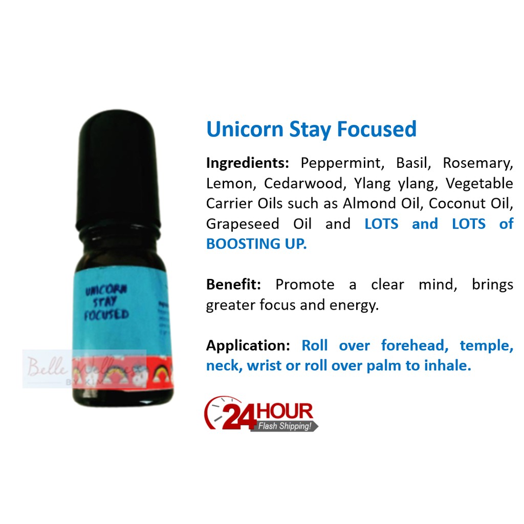 Stay FOCUSED 100 Premium Natural Plant Unicorn Essential Oil to