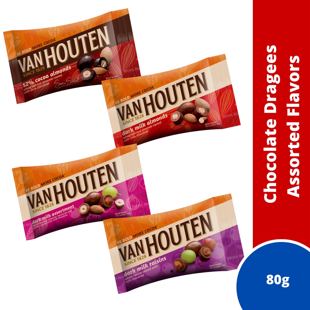 Van Houten Dark Milk Chocolate Dragees Assorted Flavors (80g) Shopee
