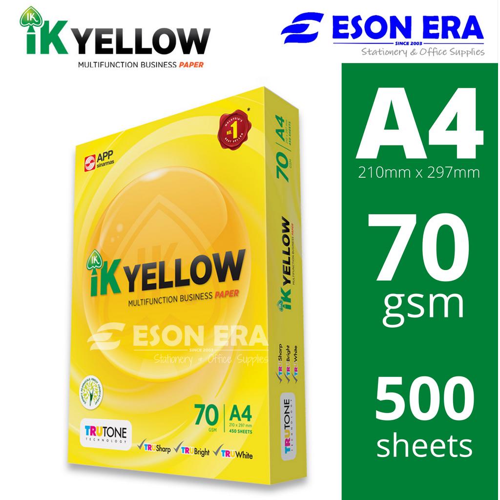 [1ream] IK Yellow A4 Paper 70gsm 500sheets | Shopee Malaysia