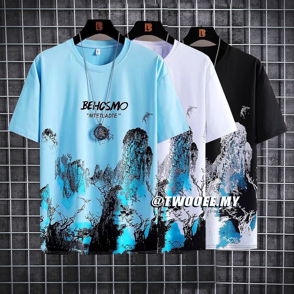 M-5XL Short Sleeve T Shirt Men New Tie Dye Fashion Versatile Street Top Baju T Shirt Lelaki