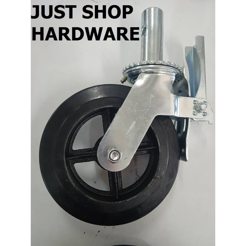 8" scaffold swivel caster, total lock brake, rubber on steel wheel Shopee Malaysia