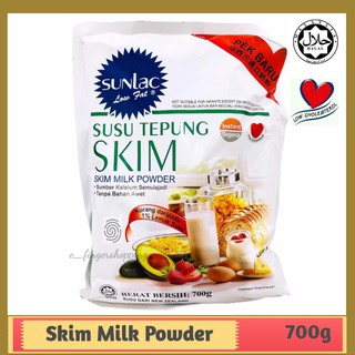 SUNLAC Low Fat Skim Milk Powder 700g (FREE 50g) Low Cholesterol Susu ...