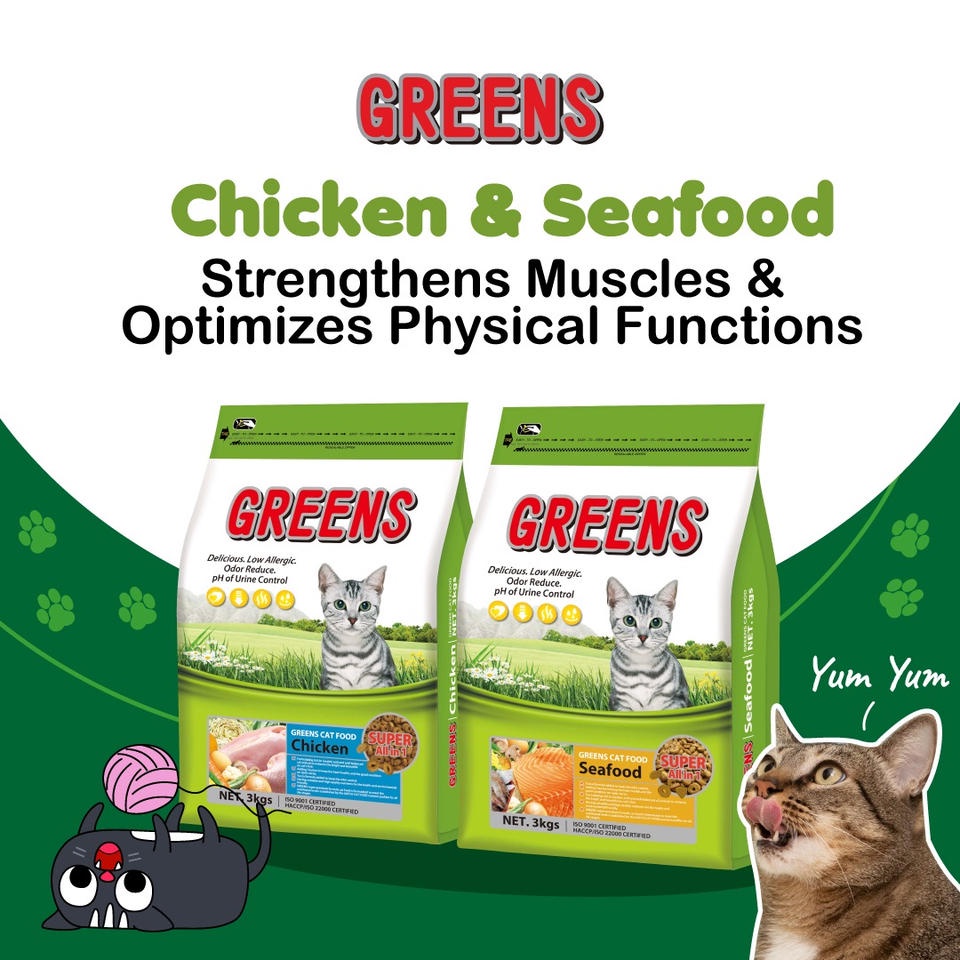 Greens Cat Food Chicken 8kg Makanan Kucing