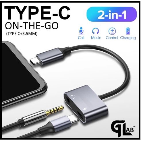 【AUX OTG】Portable Type C To 3.5 mm Audio Jack And Charging Splitter With USB Music Cable Converter + Headphone Charging