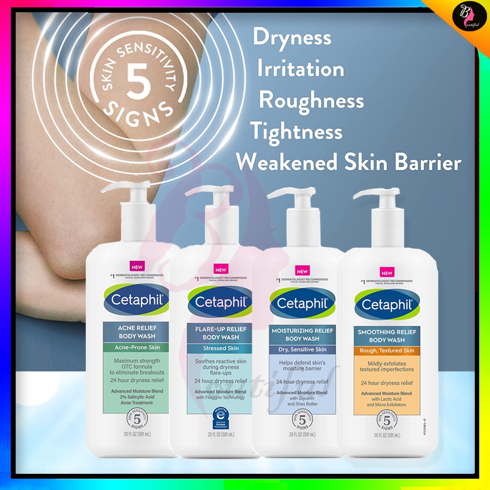 Cetaphil Body Wash 591ml Acne/FlareUp/Moisturizing/Smoothing Relief