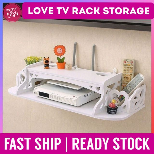  Rak  Dinding  TV LOVE  Design TV Rack Storage Organiser 