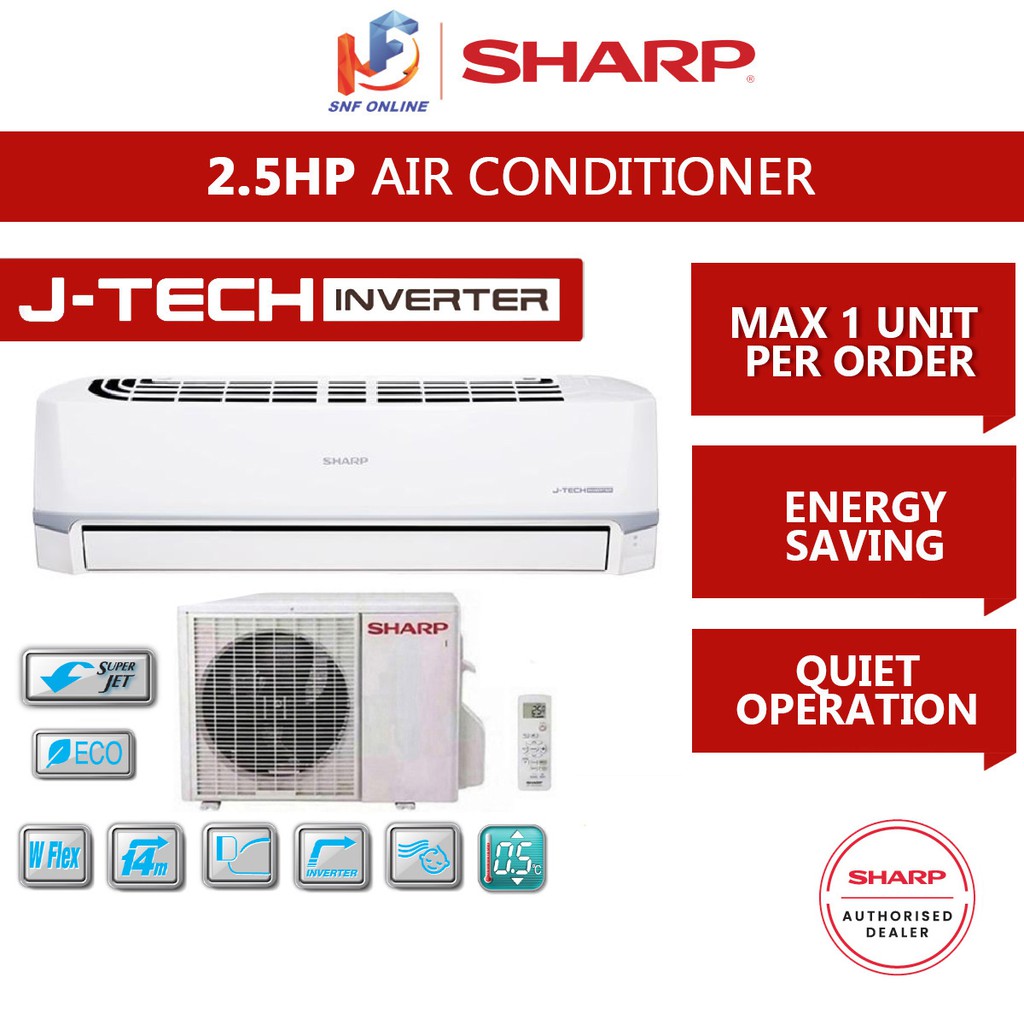 Buy Sharp Inverter J Tech Air Conditioner R32 2 5 Hp Ahx24ved Seetracker Malaysia