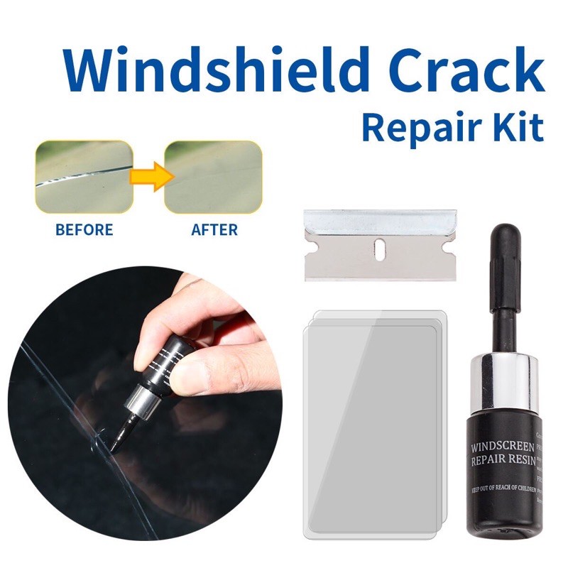 WINDSHIELD CRACK REPAIR KIT Repair Cermin kereta calar, retak, pecah