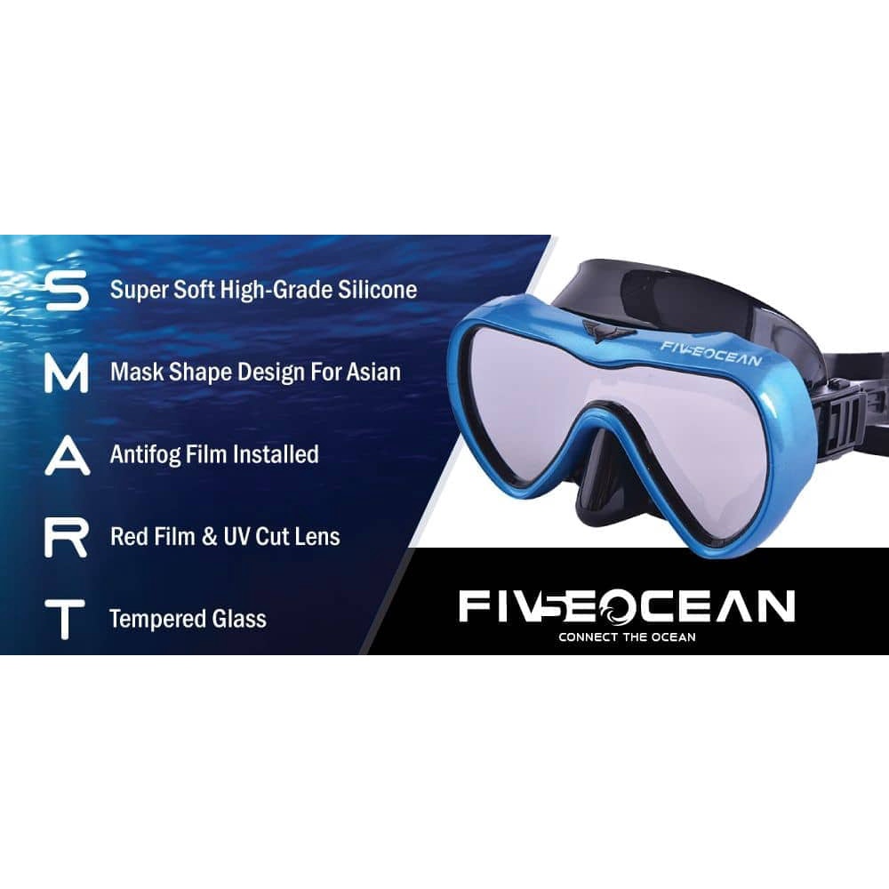 Five Ocean Feather Scuba Diving Mask UV Lens *FREE MASK STRAP*