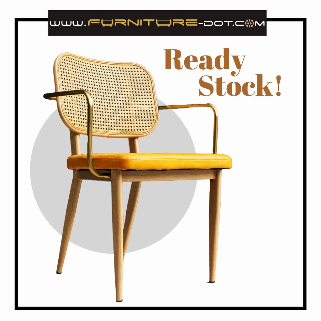 Rattan Dining Chair / Gold Cane Chair - FRM0282