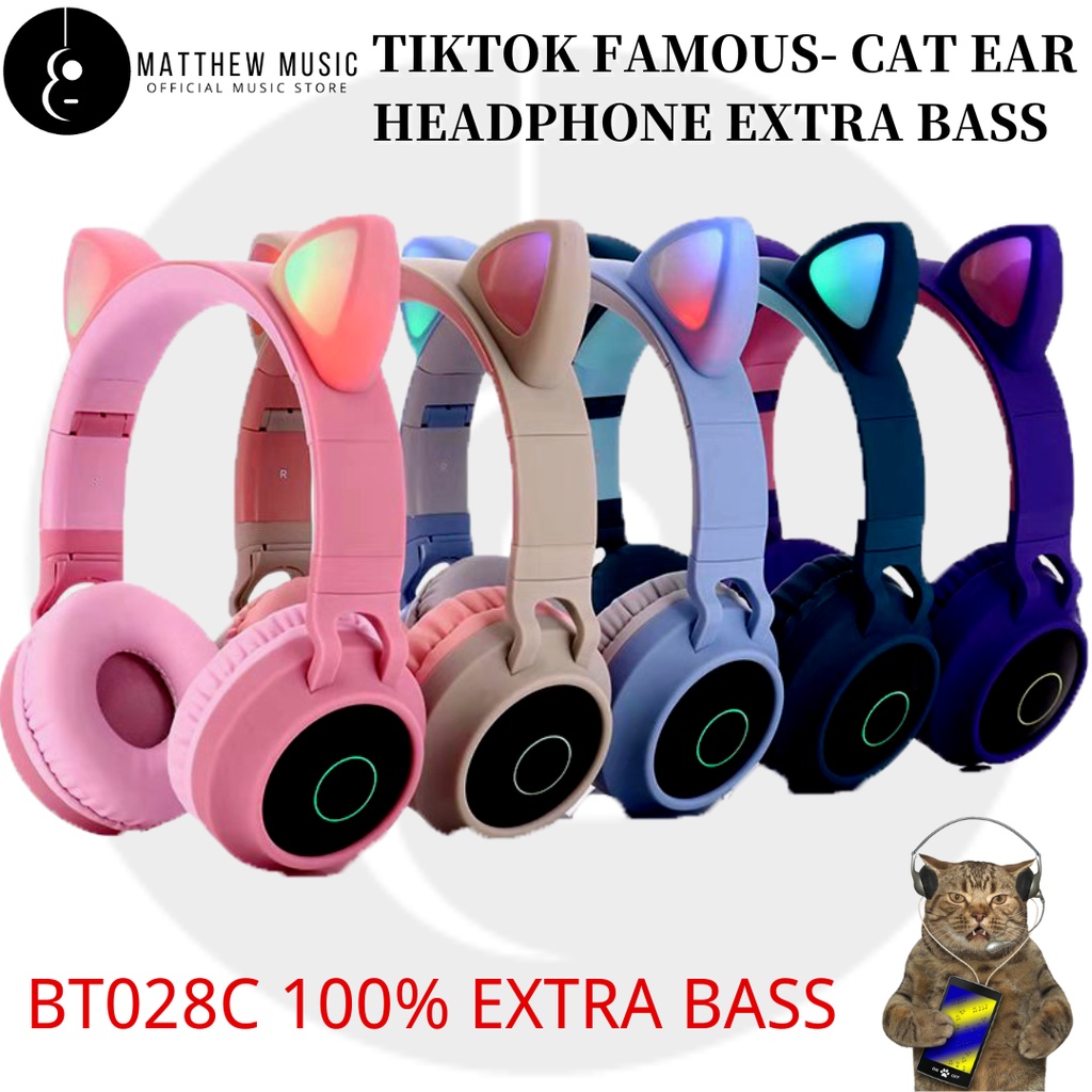 ☆FASHION COOL☆ CAT EAR HEADPHONE BLUETHOOTH WIRELESS OVER-EAR STEREO BASS BT028C