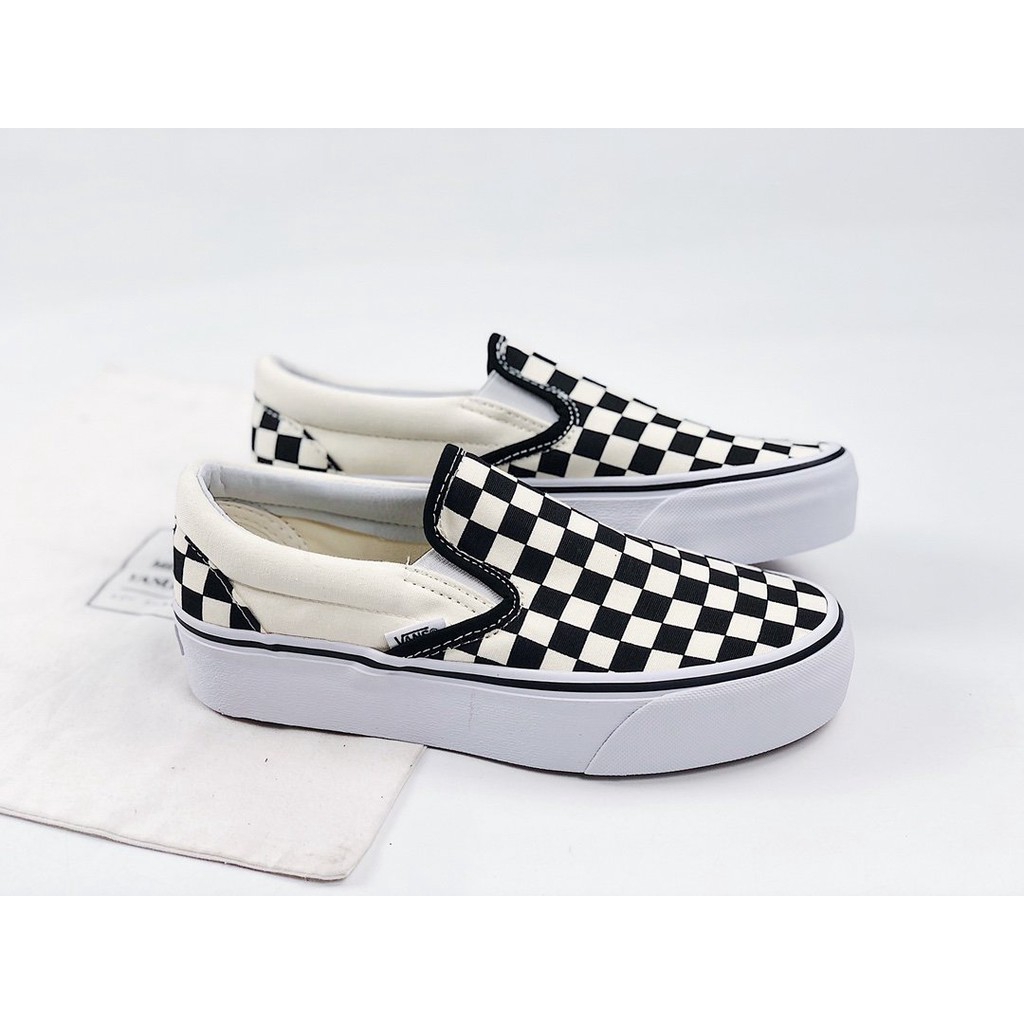 platform checkered vans slip on