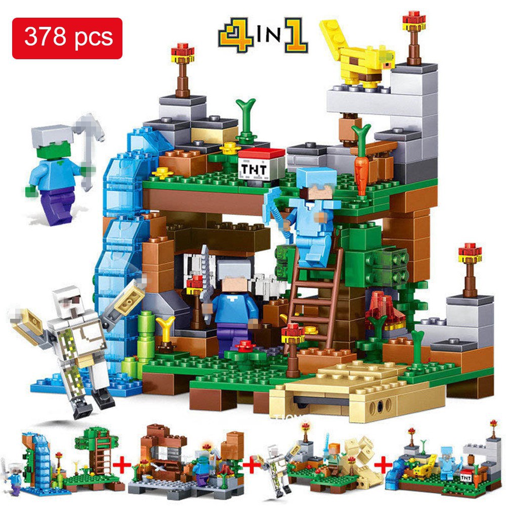 378pcs Minecraft Figures Building Blocks 4 In 1 Garden City Compatible With Lego Not Lego Brand Shopee Malaysia