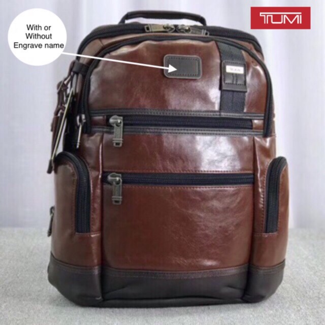 tumi alpha bravo knox leather backpack