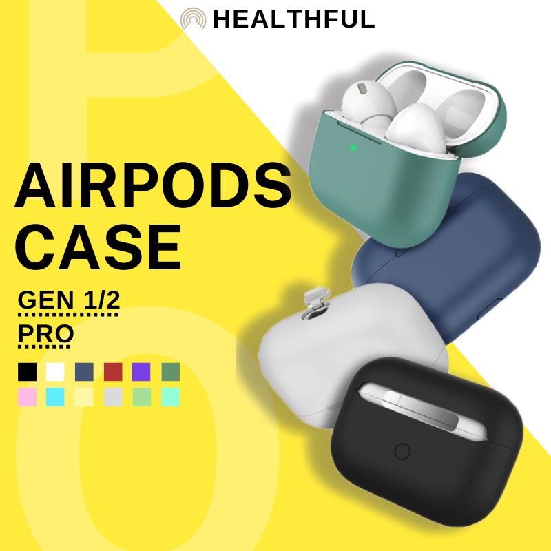 HEALTHFUL Airpod Case Silicone Multicolor Shockproof Cover Cases Airpods 1/2 | Pro Inpods i12 i13 | Casing Only  蓝牙耳机保护套