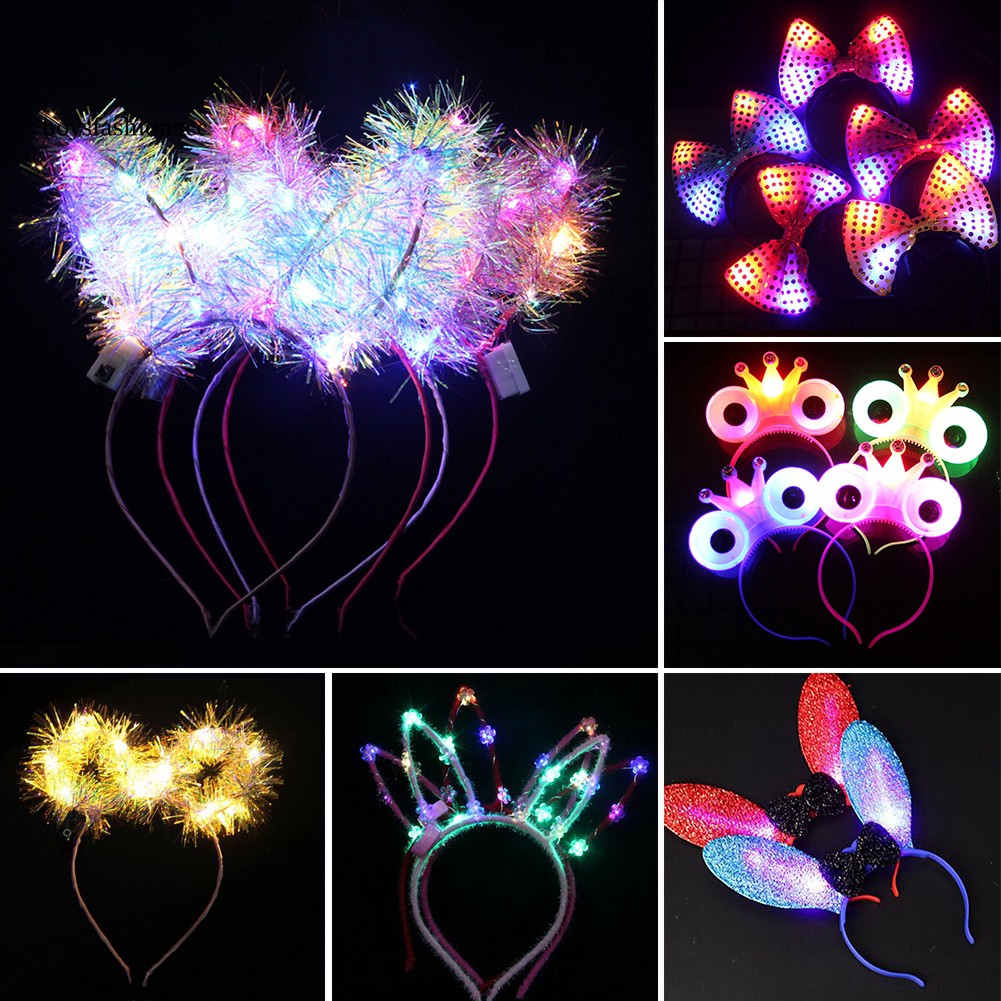 Boys Sequins Rabbit Ear Kids Light Up Headband Flashing Led Hair