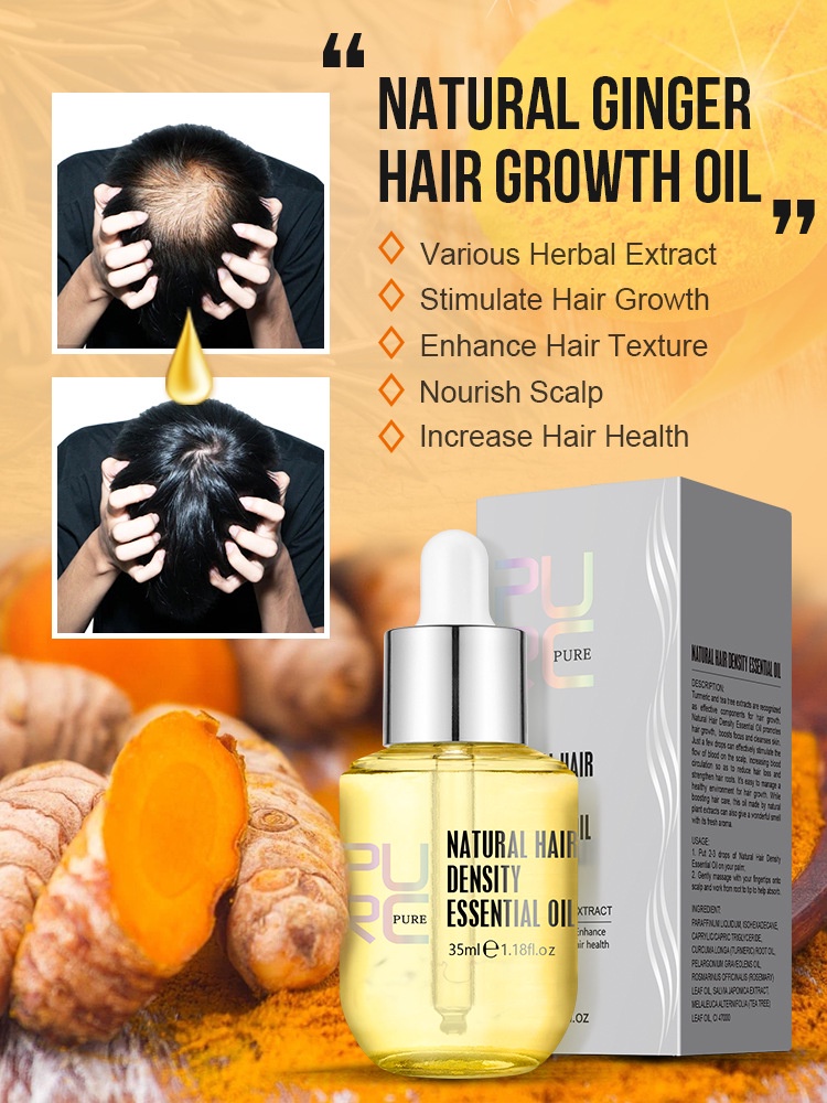 PURC Ginger Hair Nutrient Solution, Natural Plant Extract Hair Growth Oil, Hair Density Essential Oil 35ml | Shopee Malaysia