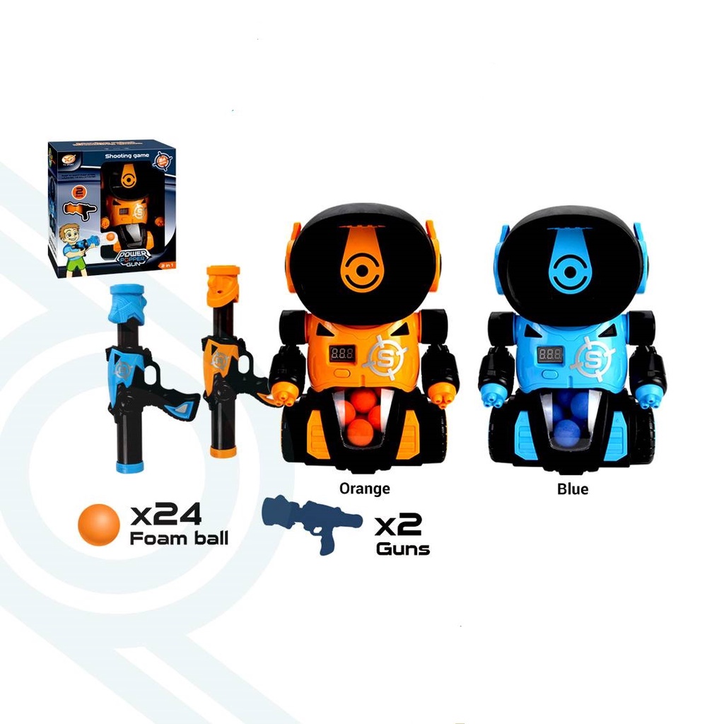 2 In 1 Soft Foam Ball Shooting Battle Game With Scoring Robot Gun Set