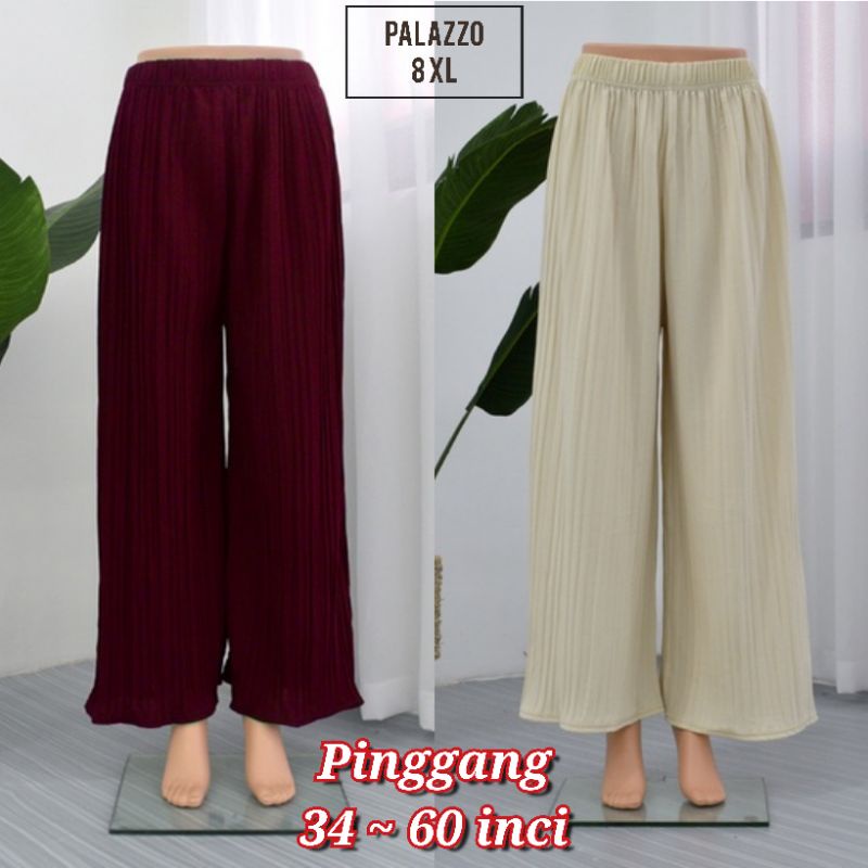 (8XL)Seluar Palazo Muslimah Plus Size / Women Palazzo Pants Jumbo Size ...